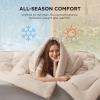 imageBedsure Comforter Duvet Insert  Quilted Comforters Twin XL Size All Season Duvet GentleSoft Down Alternative Bedding Blanket with 8 Tabs Gifts for WomenMen Red Twin XL 92 x 68 InchesBeige