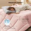 imageBedsure Comforter Duvet Insert  Quilted Comforters Twin XL Size All Season Duvet GentleSoft Down Alternative Bedding Blanket with 8 Tabs Gifts for WomenMen Red Twin XL 92 x 68 InchesPink