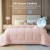 imageBedsure Comforter Duvet Insert  Quilted Comforters Twin XL Size All Season Duvet GentleSoft Down Alternative Bedding Blanket with 8 Tabs Gifts for WomenMen Red Twin XL 92 x 68 InchesPink