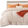 imageBedsure Comforter Duvet Insert  Quilted Comforters Twin XL Size All Season Duvet GentleSoft Down Alternative Bedding Blanket with 8 Tabs Gifts for WomenMen Red Twin XL 92 x 68 InchesBeige