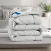 imageBedsure Comforter Duvet Insert  Quilted Comforters Twin XL Size All Season Duvet GentleSoft Down Alternative Bedding Blanket with 8 Tabs Gifts for WomenMen Red Twin XL 92 x 68 InchesLight Grey