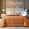 imageBedsure Comforter Duvet Insert  Quilted Comforters Twin XL Size All Season Duvet GentleSoft Down Alternative Bedding Blanket with 8 Tabs Gifts for WomenMen Red Twin XL 92 x 68 InchesBurnt Orange