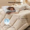 imageBedsure Comforter Duvet Insert  Quilted Comforters Twin XL Size All Season Duvet GentleSoft Down Alternative Bedding Blanket with 8 Tabs Gifts for WomenMen Red Twin XL 92 x 68 InchesBeige
