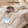 imageBedsure Comforter Duvet Insert  Quilted Comforters Twin XL Size All Season Duvet GentleSoft Down Alternative Bedding Blanket with 8 Tabs Gifts for WomenMen Red Twin XL 92 x 68 InchesBeige