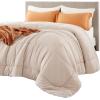 imageBedsure Comforter Duvet Insert  Quilted Comforters Twin XL Size All Season Duvet GentleSoft Down Alternative Bedding Blanket with 8 Tabs Gifts for WomenMen Red Twin XL 92 x 68 InchesBeige