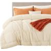 imageBedsure Comforter Duvet Insert  Quilted Comforters Twin XL Size All Season Duvet GentleSoft Down Alternative Bedding Blanket with 8 Tabs Gifts for WomenMen Red Twin XL 92 x 68 InchesCream