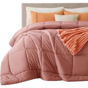 imageBedsure Comforter Duvet Insert  Quilted Comforters Twin XL Size All Season Duvet GentleSoft Down Alternative Bedding Blanket with 8 Tabs Gifts for WomenMen Red Twin XL 92 x 68 InchesDusty Pink