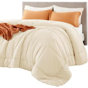 imageBedsure Comforter Duvet Insert  Quilted Comforters Twin XL Size All Season Duvet GentleSoft Down Alternative Bedding Blanket with 8 Tabs Gifts for WomenMen Red Twin XL 92 x 68 InchesCream