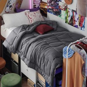 imageBedsure Comforter Duvet Insert  Quilted Comforters Twin XL Size All Season Duvet GentleSoft Down Alternative Bedding Blanket with 8 Tabs Gifts for WomenMen Red Twin XL 92 x 68 InchesGrey