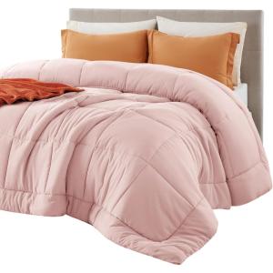 imageBedsure Comforter Duvet Insert  Quilted Comforters Twin XL Size All Season Duvet GentleSoft Down Alternative Bedding Blanket with 8 Tabs Gifts for WomenMen Red Twin XL 92 x 68 InchesPink