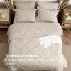 imageBedsure 7 Pieces Queen Comforter Set Premium Series Hotel Luxury Soft Bed in a Bag Goose Down Alternative Safe for Sensitive Skin Bedding Comforter All Season Medium Warmth Olive Green Queen Size04  Beige