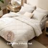 imageBedsure 7 Pieces Queen Comforter Set Premium Series Hotel Luxury Soft Bed in a Bag Goose Down Alternative Safe for Sensitive Skin Bedding Comforter All Season Medium Warmth Olive Green Queen Size04  Beige