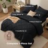 imageBedsure 7 Pieces Queen Comforter Set Premium Series Hotel Luxury Soft Bed in a Bag Goose Down Alternative Safe for Sensitive Skin Bedding Comforter All Season Medium Warmth Olive Green Queen Size01  Black