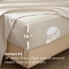 imageBedsure 7 Pieces Queen Comforter Set Premium Series Hotel Luxury Soft Bed in a Bag Goose Down Alternative Safe for Sensitive Skin Bedding Comforter All Season Medium Warmth Olive Green Queen Size07  Cream  Wavy Quilted