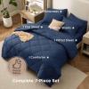 imageBedsure 7 Pieces Queen Comforter Set Premium Series Hotel Luxury Soft Bed in a Bag Goose Down Alternative Safe for Sensitive Skin Bedding Comforter All Season Medium Warmth Olive Green Queen Size02  Navy Blue