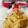 imageBedsure GentleSoft Fleece Throw Blanket for Couch Oxford Tan  Lightweight Plush Fuzzy Cozy Soft Blankets and Throws for Sofa 50x60 inchesBright Gold