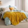 imageBedsure GentleSoft Fleece Throw Blanket for Couch Oxford Tan  Lightweight Plush Fuzzy Cozy Soft Blankets and Throws for Sofa 50x60 inchesBright Gold