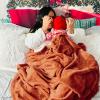 imageBedsure GentleSoft Fleece Throw Blanket for Couch Oxford Tan  Lightweight Plush Fuzzy Cozy Soft Blankets and Throws for Sofa 50x60 inchesDark Orange