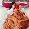 imageBedsure GentleSoft Fleece Throw Blanket for Couch Oxford Tan  Lightweight Plush Fuzzy Cozy Soft Blankets and Throws for Sofa 50x60 inchesDark Orange