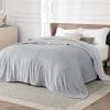 imageBedsure GentleSoft Fleece Throw Blanket for Couch Oxford Tan  Lightweight Plush Fuzzy Cozy Soft Blankets and Throws for Sofa 50x60 inchesLight Grey