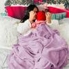 imageBedsure GentleSoft Fleece Throw Blanket for Couch Oxford Tan  Lightweight Plush Fuzzy Cozy Soft Blankets and Throws for Sofa 50x60 inchesLilac