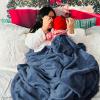 imageBedsure GentleSoft Fleece Throw Blanket for Couch Oxford Tan  Lightweight Plush Fuzzy Cozy Soft Blankets and Throws for Sofa 50x60 inchesMineral Blue