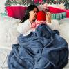 imageBedsure GentleSoft Fleece Throw Blanket for Couch Oxford Tan  Lightweight Plush Fuzzy Cozy Soft Blankets and Throws for Sofa 50x60 inchesMineral Blue