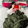 imageBedsure GentleSoft Fleece Throw Blanket for Couch Oxford Tan  Lightweight Plush Fuzzy Cozy Soft Blankets and Throws for Sofa 50x60 inchesOlive Green