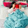 imageBedsure GentleSoft Fleece Throw Blanket for Couch Oxford Tan  Lightweight Plush Fuzzy Cozy Soft Blankets and Throws for Sofa 50x60 inchesRiver Blue