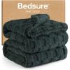 imageBedsure GentleSoft Twin Blanket for Bed  Super Soft Cozy Blankets for Kids Girls Cute Fuzzy Fleece Throws for Bedroom Couch Light Yellow 60x80 InchesDark Green