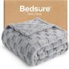 imageBedsure GentleSoft Twin Blanket for Bed  Super Soft Cozy Blankets for Kids Girls Cute Fuzzy Fleece Throws for Bedroom Couch Light Yellow 60x80 InchesSilver Grey