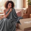 imageBedsure Lightweight Cold Blanket for Summer Bed Cooling Blanket Throw Size for Hot Sleepers Ice Cool Essentials for Hot Nights Breathable Thin Bedding for Teens Adults Navy 50 x 60Dark Grey