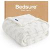 imageBedsure GentleSoft Twin Blanket for Bed  Super Soft Cozy Blankets for Kids Girls Cute Fuzzy Fleece Throws for Bedroom Couch Light Yellow 60x80 InchesWhite