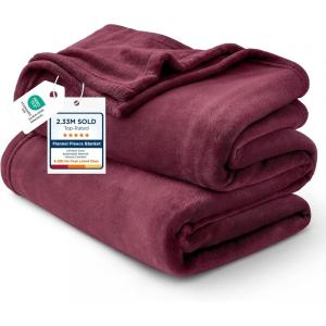 imageBedsure GentleSoft Fleece Throw Blanket for Couch Oxford Tan  Lightweight Plush Fuzzy Cozy Soft Blankets and Throws for Sofa 50x60 inchesBurgundy Red