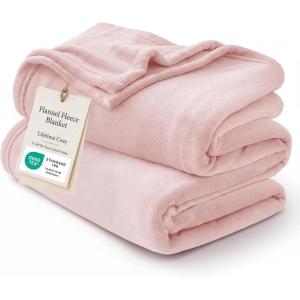 imageBedsure GentleSoft Fleece Throw Blanket for Couch Oxford Tan  Lightweight Plush Fuzzy Cozy Soft Blankets and Throws for Sofa 50x60 inchesCherry Blossom Pink