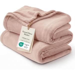 imageBedsure GentleSoft Fleece Throw Blanket for Couch Oxford Tan  Lightweight Plush Fuzzy Cozy Soft Blankets and Throws for Sofa 50x60 inchesDusty Pink