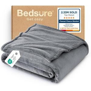 imageBedsure GentleSoft Fleece Throw Blanket for Couch Oxford Tan  Lightweight Plush Fuzzy Cozy Soft Blankets and Throws for Sofa 50x60 inchesGrey