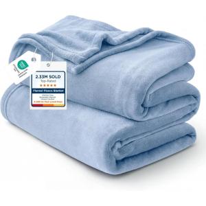 imageBedsure GentleSoft Fleece Throw Blanket for Couch Oxford Tan  Lightweight Plush Fuzzy Cozy Soft Blankets and Throws for Sofa 50x60 inchesLight Blue