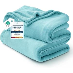 imageBedsure GentleSoft Fleece Throw Blanket for Couch Oxford Tan  Lightweight Plush Fuzzy Cozy Soft Blankets and Throws for Sofa 50x60 inchesRiver Blue