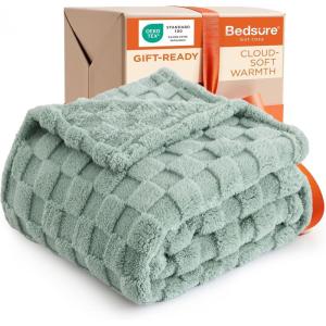 imageBedsure GentleSoft Twin Blanket for Bed  Super Soft Cozy Blankets for Kids Girls Cute Fuzzy Fleece Throws for Bedroom Couch Light Yellow 60x80 Inches01 Sage Green
