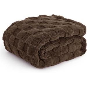 imageBedsure GentleSoft Twin Blanket for Bed  Super Soft Cozy Blankets for Kids Girls Cute Fuzzy Fleece Throws for Bedroom Couch Light Yellow 60x80 InchesBrown