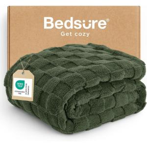 imageBedsure GentleSoft Twin Blanket for Bed  Super Soft Cozy Blankets for Kids Girls Cute Fuzzy Fleece Throws for Bedroom Couch Light Yellow 60x80 InchesBronze Green