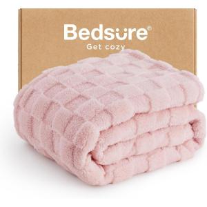 imageBedsure GentleSoft Twin Blanket for Bed  Super Soft Cozy Blankets for Kids Girls Cute Fuzzy Fleece Throws for Bedroom Couch Light Yellow 60x80 InchesBaby Pink
