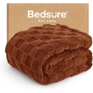 imageBedsure GentleSoft Twin Blanket for Bed  Super Soft Cozy Blankets for Kids Girls Cute Fuzzy Fleece Throws for Bedroom Couch Light Yellow 60x80 InchesBurnt Orange