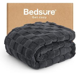 imageBedsure GentleSoft Twin Blanket for Bed  Super Soft Cozy Blankets for Kids Girls Cute Fuzzy Fleece Throws for Bedroom Couch Light Yellow 60x80 InchesDark Grey