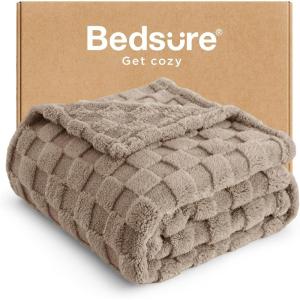 imageBedsure GentleSoft Twin Blanket for Bed  Super Soft Cozy Blankets for Kids Girls Cute Fuzzy Fleece Throws for Bedroom Couch Light Yellow 60x80 InchesLight Brown