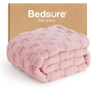 imageBedsure GentleSoft Twin Blanket for Bed  Super Soft Cozy Blankets for Kids Girls Cute Fuzzy Fleece Throws for Bedroom Couch Light Yellow 60x80 InchesPink