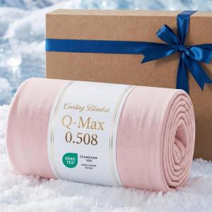 imageBedsure Lightweight Cold Blanket for Summer Bed Cooling Blanket Throw Size for Hot Sleepers Ice Cool Essentials for Hot Nights Breathable Thin Bedding for Teens Adults Navy 50 x 60Pink