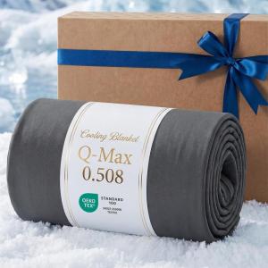 imageBedsure Lightweight Cold Blanket for Summer Bed Cooling Blanket Throw Size for Hot Sleepers Ice Cool Essentials for Hot Nights Breathable Thin Bedding for Teens Adults Navy 50 x 60Dark Grey