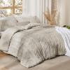 imageBedsure Boho Comforter Set Queen  Olive Green Tufted Queen Size Comforter 3 Pieces FarmhouseStyle Embroidery Bed Set Soft Fluffy Geometric Pattern Bedding for All Seasons08  Linen  Elegant